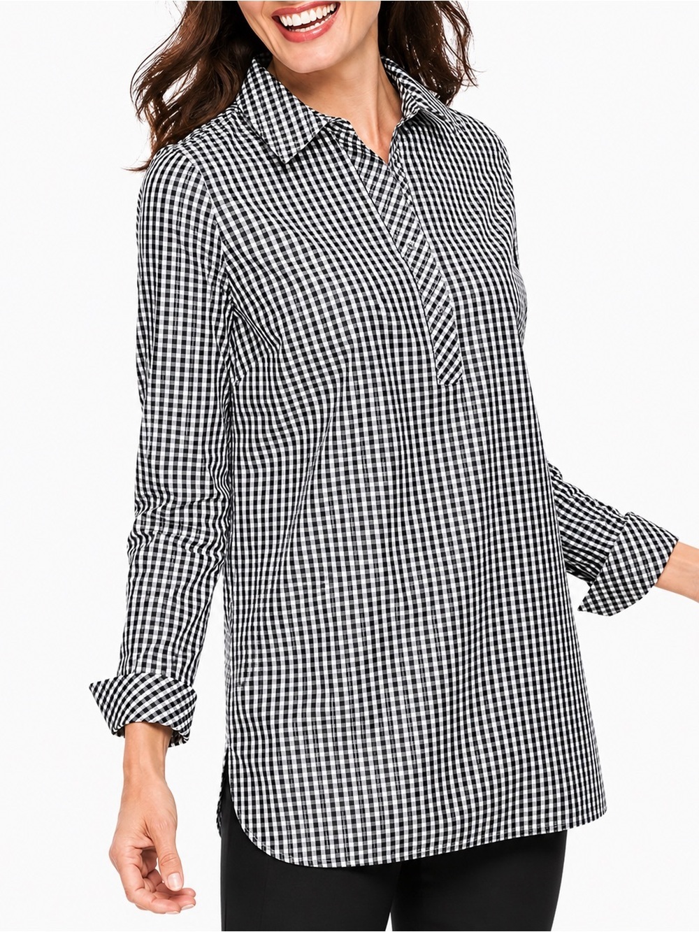 Talbots perfect popover black check, size 12
